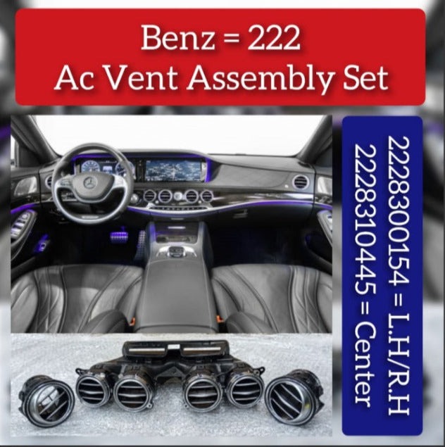 Ac Vent Assembly Set Left+Right 2228300154 Center 2228310445 Compatible With Used Benz=222 E Class W222 MERCEDES BENZ