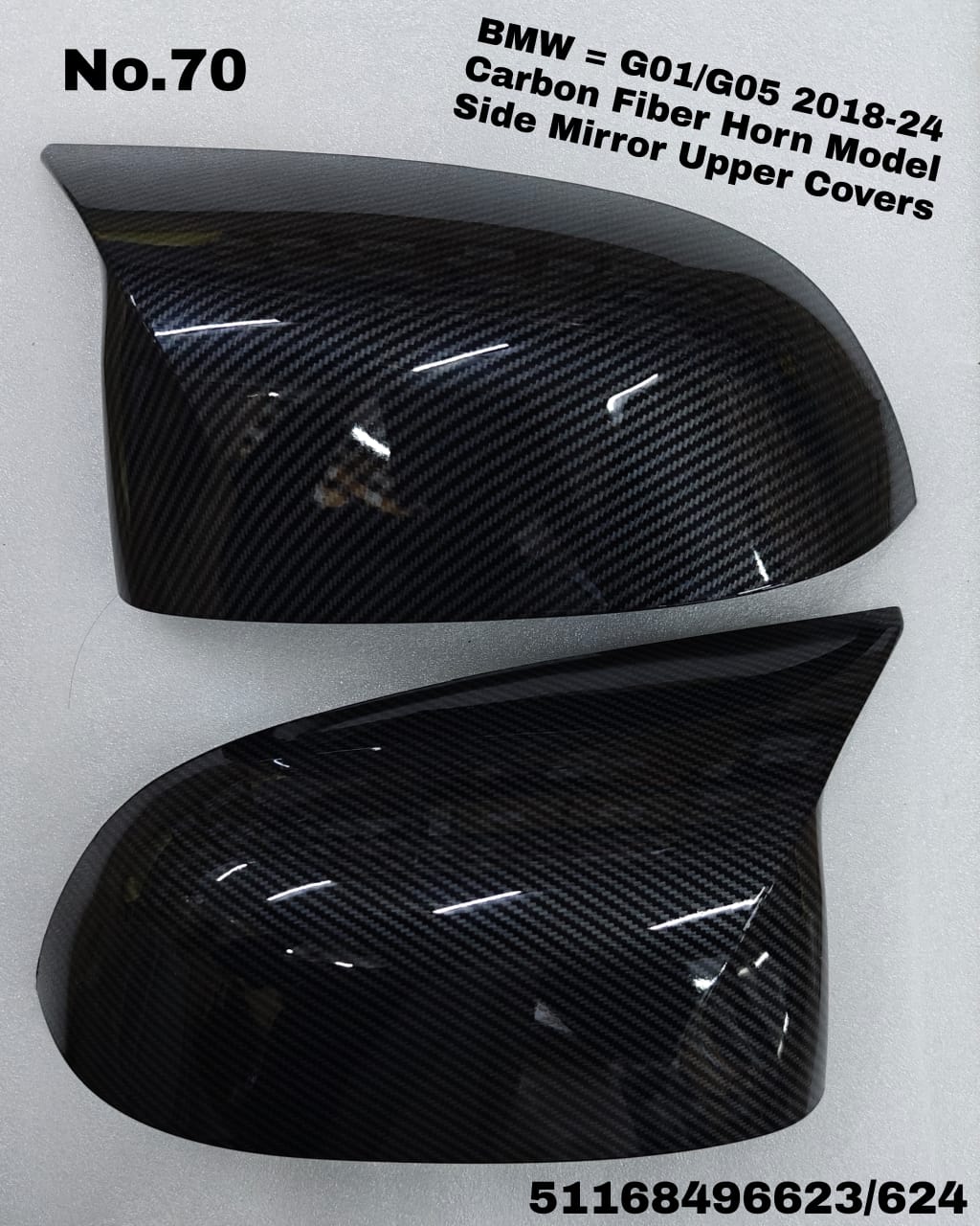 Side Mirror upper cover (Side Mirror cover) Carbon Fiber Horn Model Left 51168496623 &  Right 51168496623 Compatible With BMW X3 G01 & X5 G05 2018-2024 TAG-SMC-70
