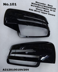 Side Mirror upper cover (Side Mirror cover) Glossy Black Left A2128100164 &  Right A2128100264 Compatible With Mercedes Benz C-CLASS W204  & E-CLASS W212 & W221 W117 W176 W246 W156TAG-SMC-101