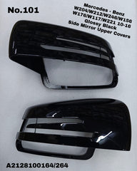 Side Mirror upper cover (Side Mirror cover) Glossy Black Left A2128100164 &  Right A2128100264 Compatible With Mercedes Benz C-CLASS W204  & E-CLASS W212 & W221 W117 W176 W246 W156TAG-SMC-101