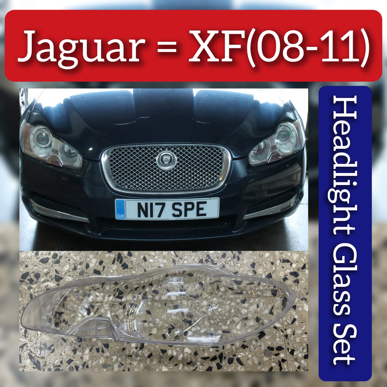 Car Front Headlight Transparent Lamp Sade Glass Headlight Lens Cover Compatible With Jaguar & XF I (X250) (2008-2011)