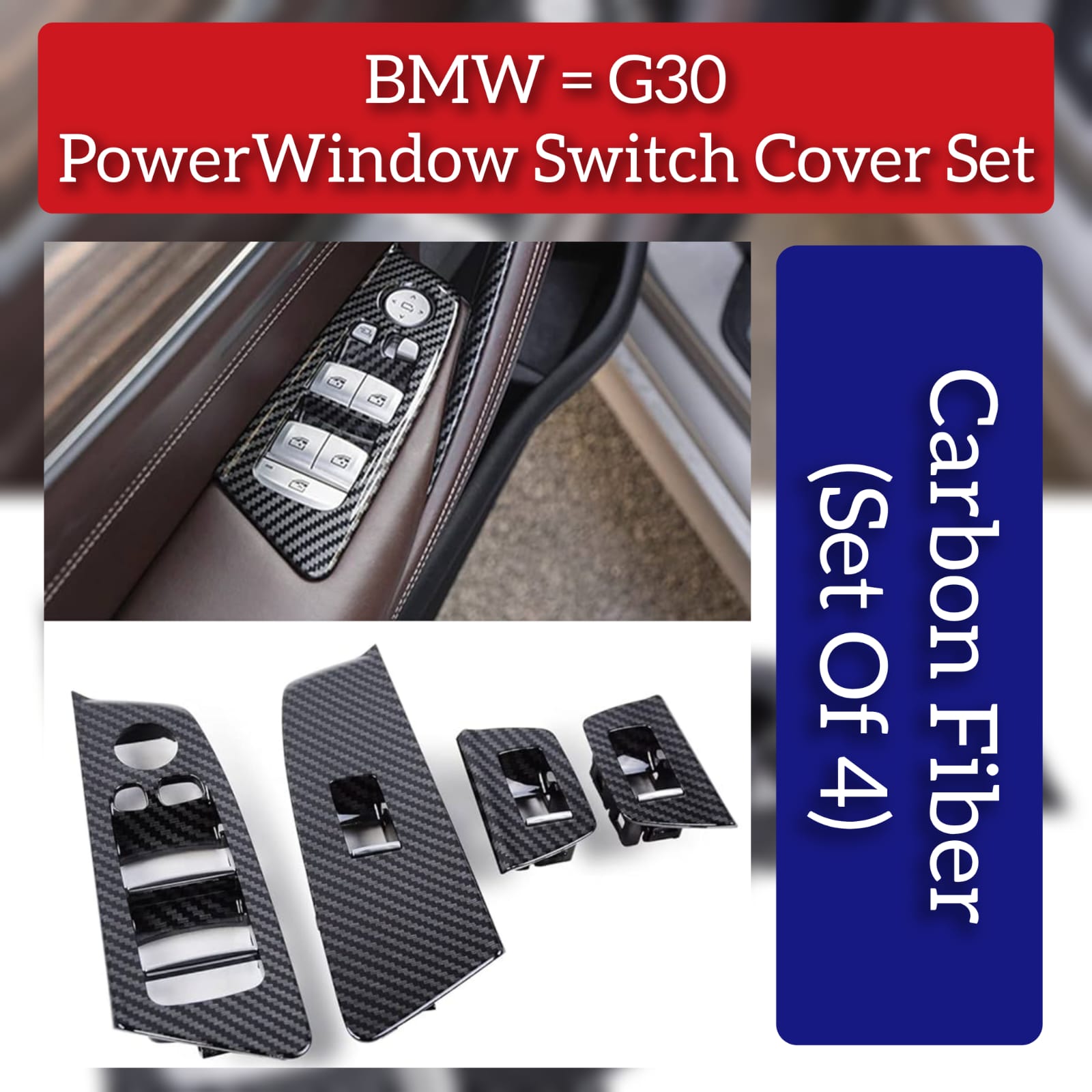 Master Switch Black Power Window Cover (Set of 4) Compatible With BMW &  5 SERIES G30 2017+