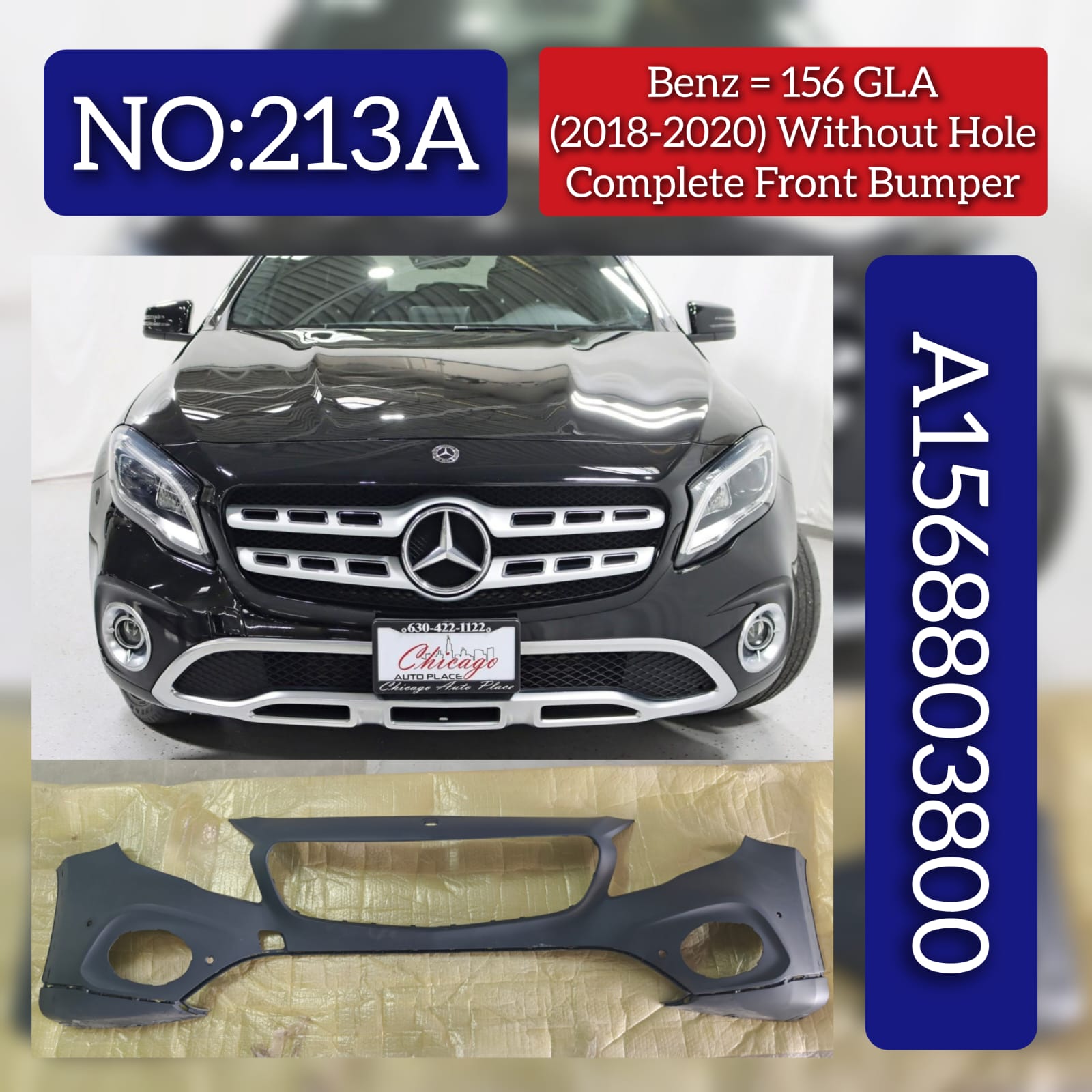Front Bumper A1568803800 Compatible With MERCEDES-BENZ & GLA-CLASS (X156) Tag No.213A