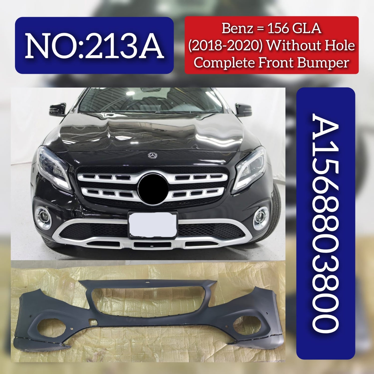 Front Bumper A1568803800 Compatible With MERCEDES-BENZ & GLA-CLASS (X156) Tag No.213A