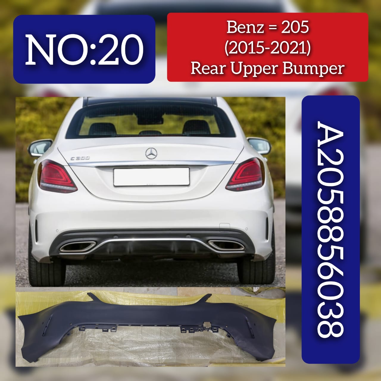 Rear Bumper A2058856038 Compatible With MERCEDES-BENZ & C-CLASS (W205) Tag No.20
