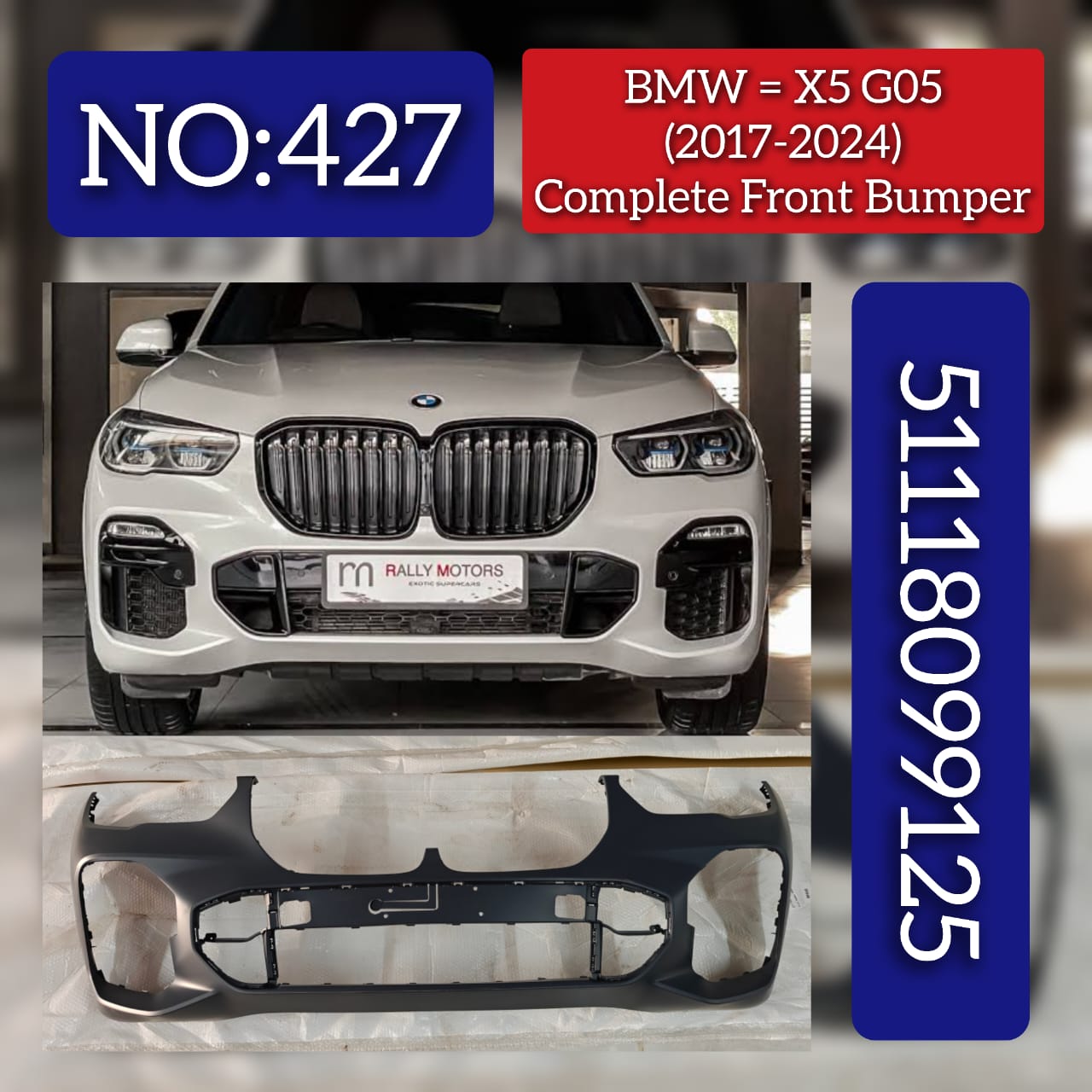 Front Bumper 51118099125 Compatible With BMW X5 (G05, F95)