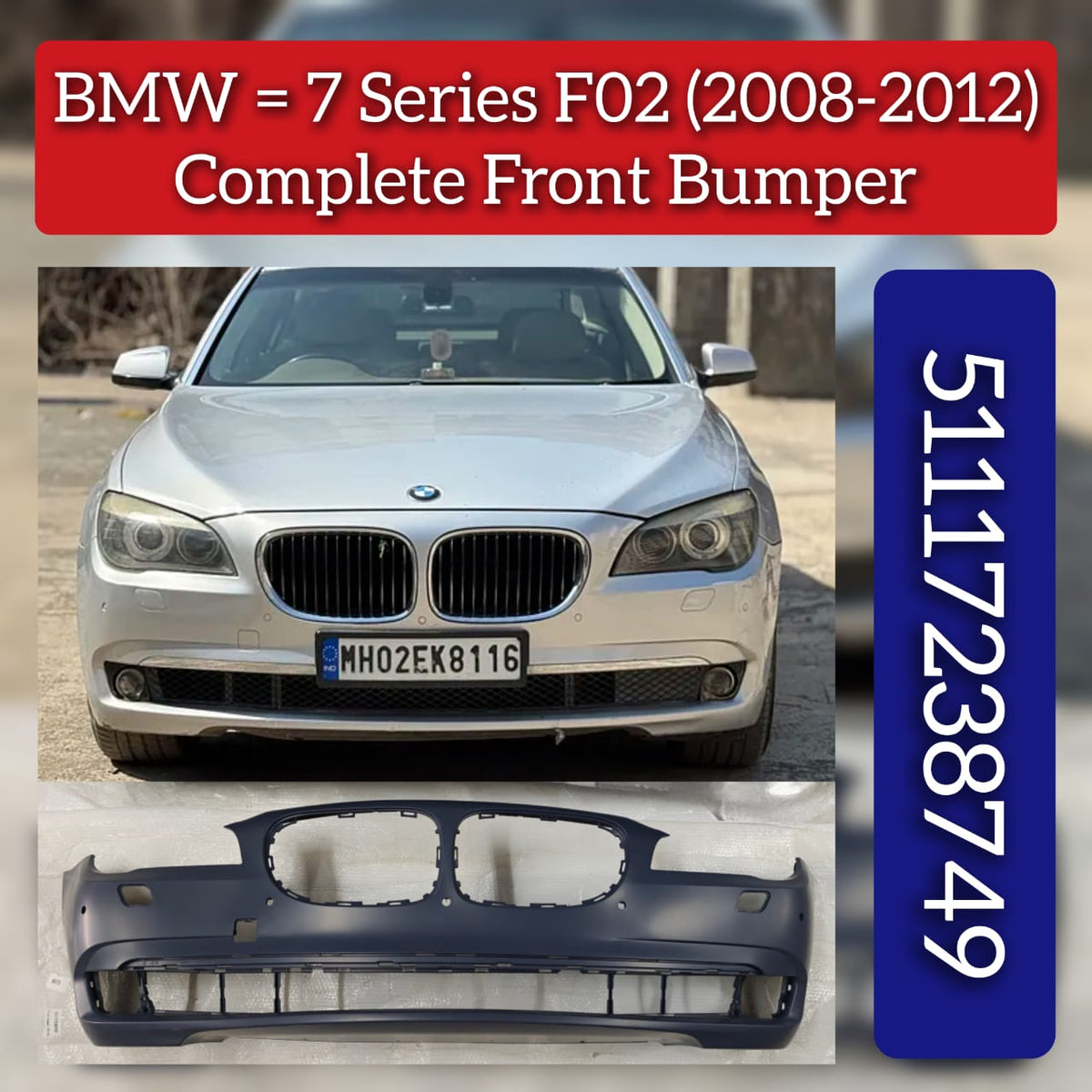 Front Bumper 51117238749 & 51117210879 Compatible With BMW  7 SERIES F02 2009-2016
