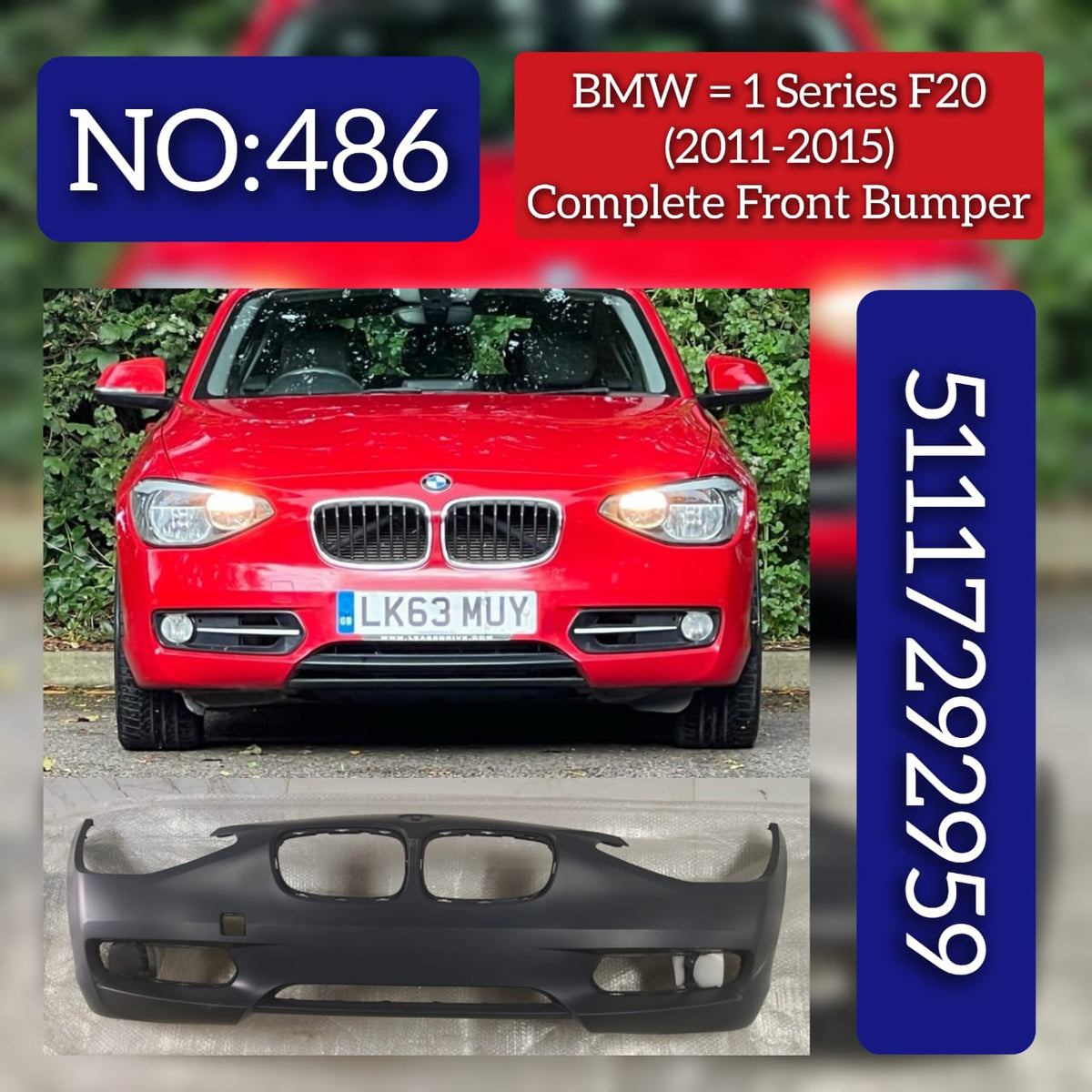 Front Bumper 51117292959 Compatible With BMW 1 Series F20 (2011-15)  Tag No.486