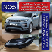 Complete Headlight Assy Right LR159607  LR116009 LR135967 LR135968 & Left LR159613 LR116015 LR135970 LR135969 Compatible With RANGE ROVER EVOQUE (L551) Tag No.05