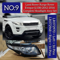 Complete Headlight Assy  Right LR072968 & Left LR072970 LR048058 BJ3213W030HE Compatible With RANGE ROVER EVOQUE (L538) Tag No.09