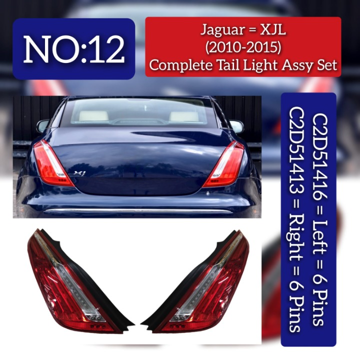Complete Tail Light Assy Right C2D51413 Left C2D51416 Compatible With Jaguar  For XJL Tag No.12