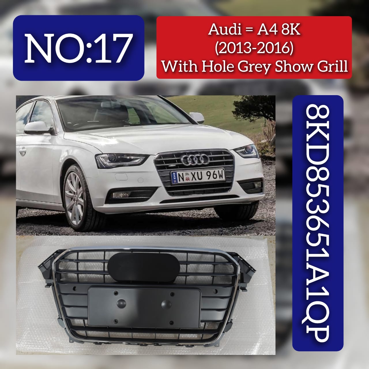 Show Grill 8KD853651A1QP  Compatible With AUDI A4 8K (2013-2016)