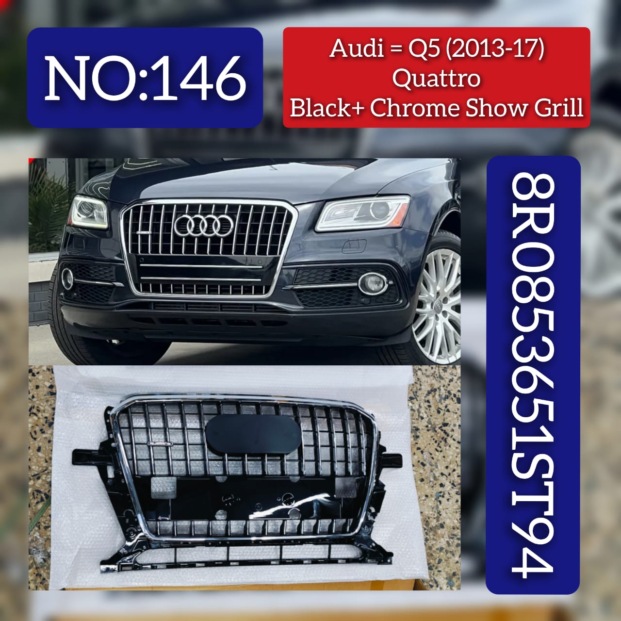 Show Grill 8R0853651ST94 Compatible With AUDI Q5 (2013-2017)