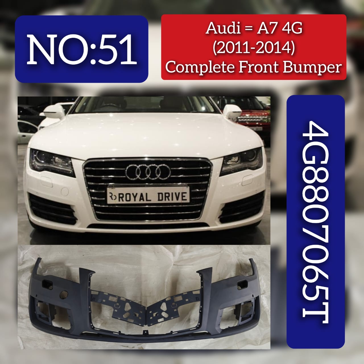 Front Rear Bumper 4G8807065T Compatible With AUDI A7 Sportback (4GA, 4GF) | A7 / S7