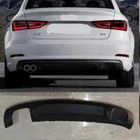 Audi A3 8V rear bumper with model details and part number on a gray background