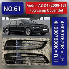 Front Fog Lamp Cover Without Hole Left 4H0807679K Right 4H0807680M Compatible With AUDI A8 D4 (4H2 4HL) | A8 / S8 | A8L