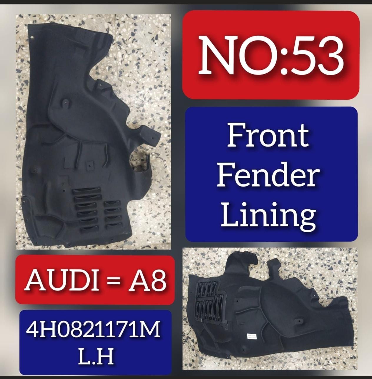 Front Left Fender Liner 4H0821171M 4H0821171K  Compatible With AUDI A8 Tag No.53