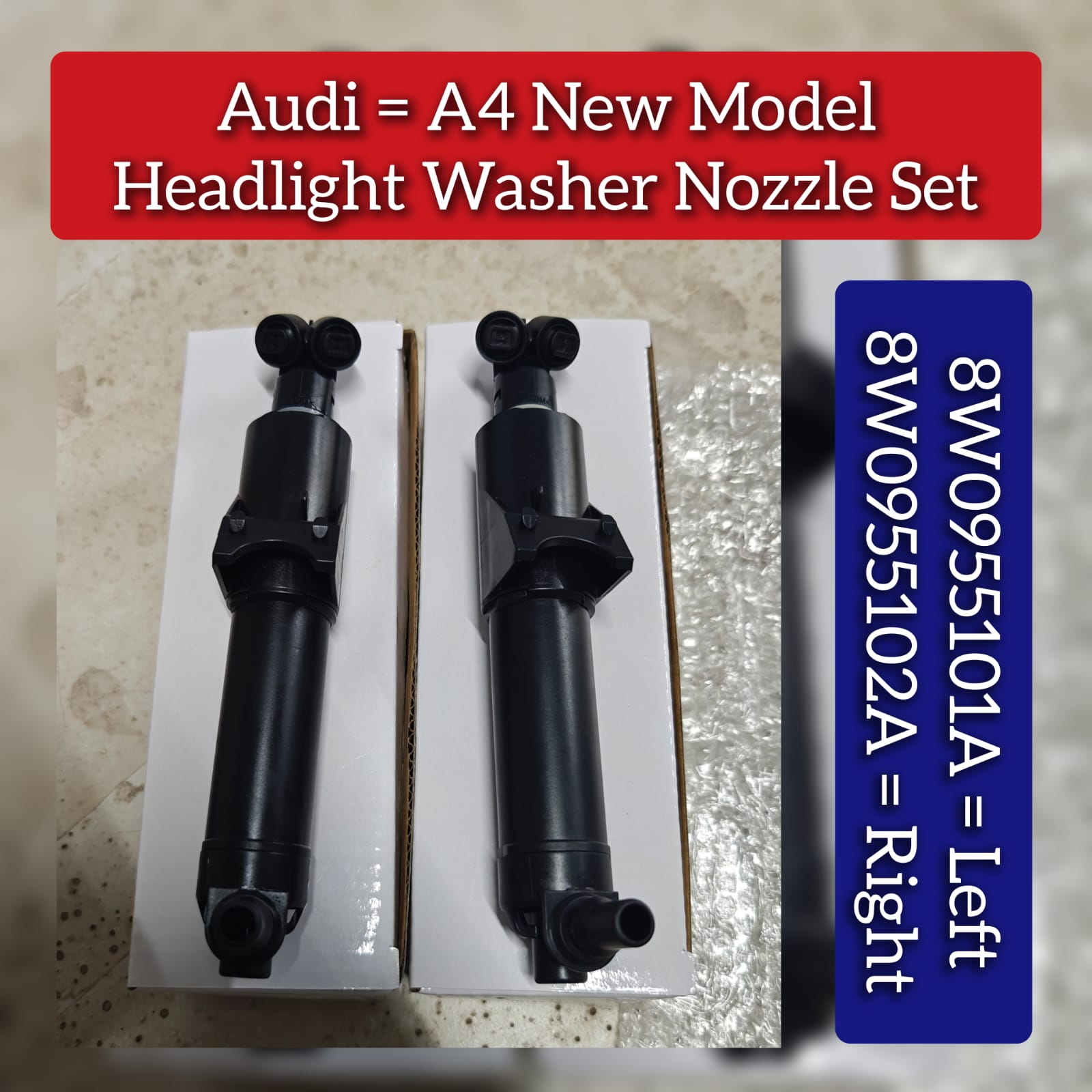 Headlight Washer Nozzle Left 8W0955102A & Right 8W0955101A Compatible With AUDI A4