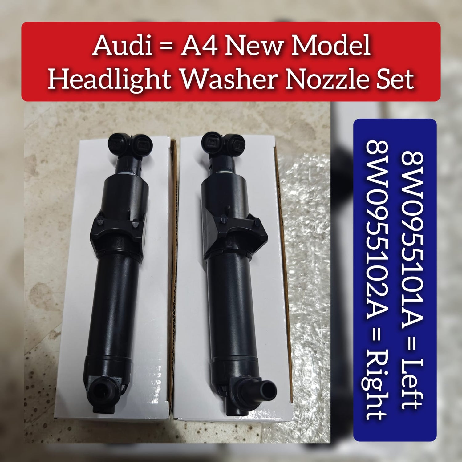 Headlight Washer Nozzle Left 8W0955102A & Right 8W0955101A Compatible With AUDI A4