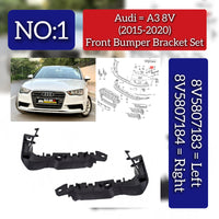 Front Bumper Brackets Left 8V5807183 & Right 8V5807184 Compatible With AUDI A3 Convertible (8V7, 8VE) | A3 / S3 A3 Limousine (8VS, 8VM) | A3 / S3 Tag No.1