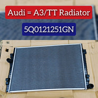 Radiator 5Q0121251GN Compatible With SKODA OCTAVIA III (5E3, NL3, NR3) & SUPERB III (3V3) & AUDI A3 Convertible (8V7, 8VE) | A3 / S3 & A3 Limousine (8VS, 8VM) | A3 / S3