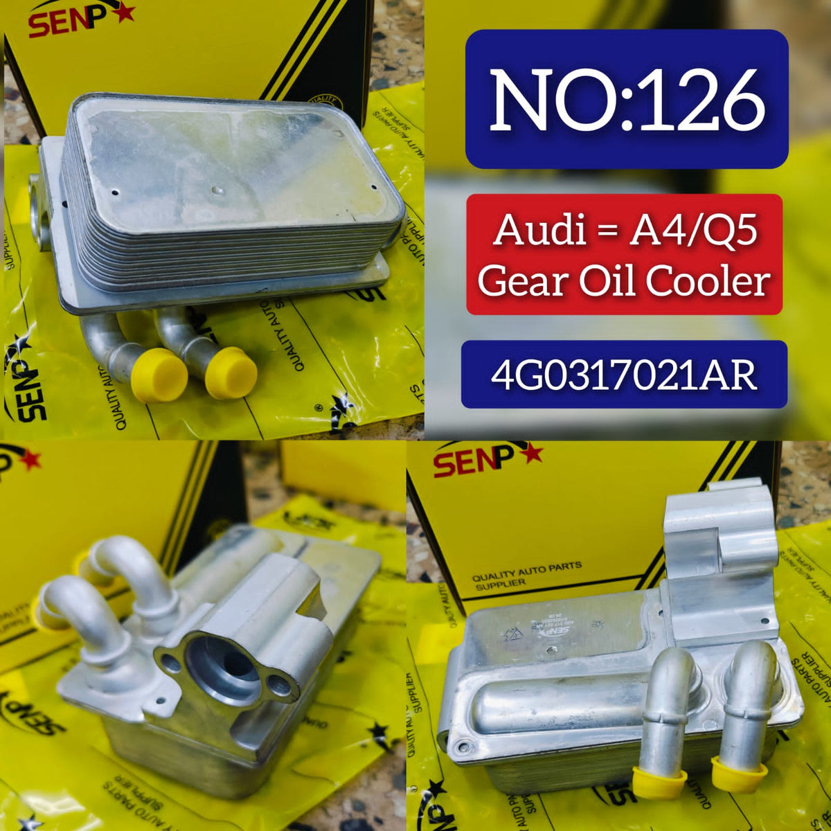 Oil Cooler 4G0317021AR  Compatible With AUDI A4 B9 (8W2, 8WC) | A4 / S4 & A5 Convertible (F57, F5E) | A5 / S5 & A5 Sportback (F5A, F5F) | A5 / S5 & A6 C7 (4G2, 4GC) | A6 / S6 & Q5 (FYB, FYG)