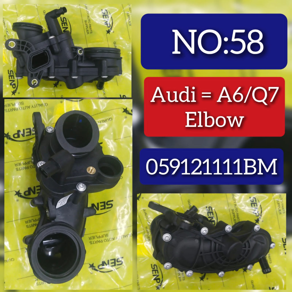 Engine Coolant Thermostat Housing 059121111BM 059121111AQ 059121111BG 059121111BK 059121111CF 059121111CR Compatible With AUDI A6 Q7 Tag No.58