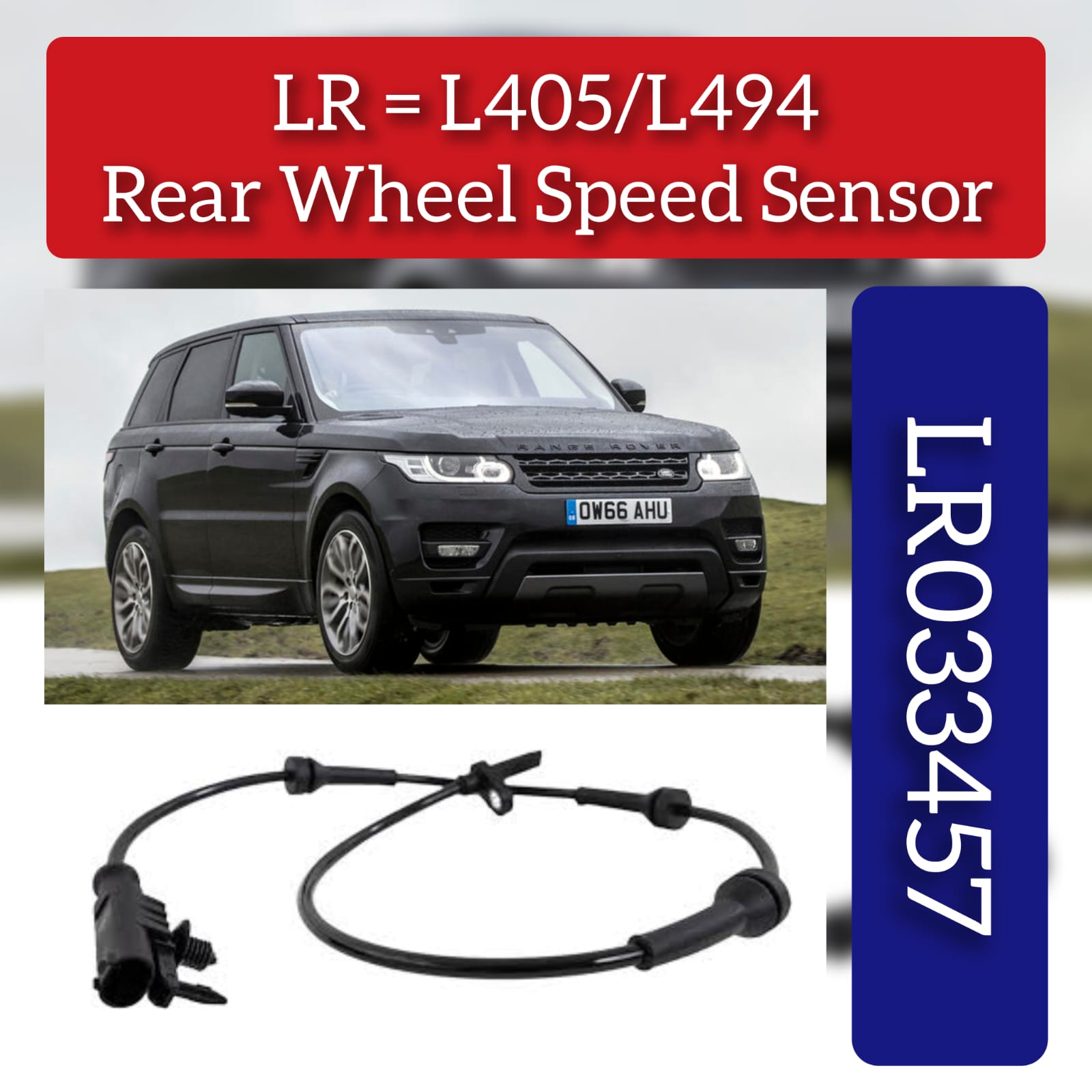 ABS Wheel Speed Sensor LR033457 CPLA2C190AB Compatible With LAND ROVER RANGE ROVER IV (L405) & RANGE ROVER SPORT II (L494)