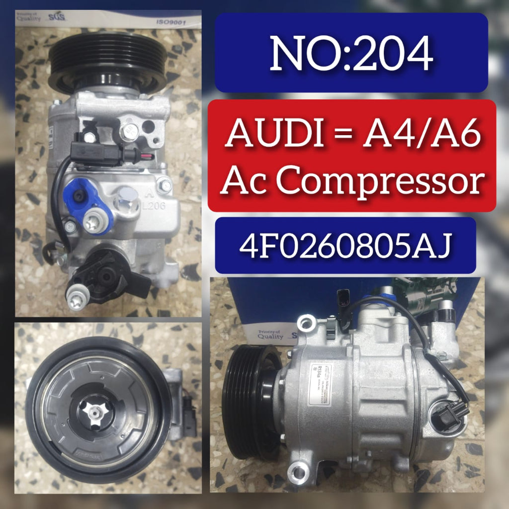 AC Compressor 4F0260805AJ 4F0260805D 4G0260805B 4H0260805E 8E0260805AS 8K0260805J Compatible With AUDI A4 B8 (8K2) & A4 / S4 A6 C6 (4F2) & A6 / S6 A8 D3 (4E2, 4E8) & A8 / S8 & A8L Q5 (8RB)