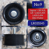 Idler Pulley LR035545 LR010724 Compatible With RANGE ROVER III (L322) RANGE ROVER IV (L405) RANGE ROVER SPORT I (L320) RANGE ROVER SPORT II (L494) Tag no : 9