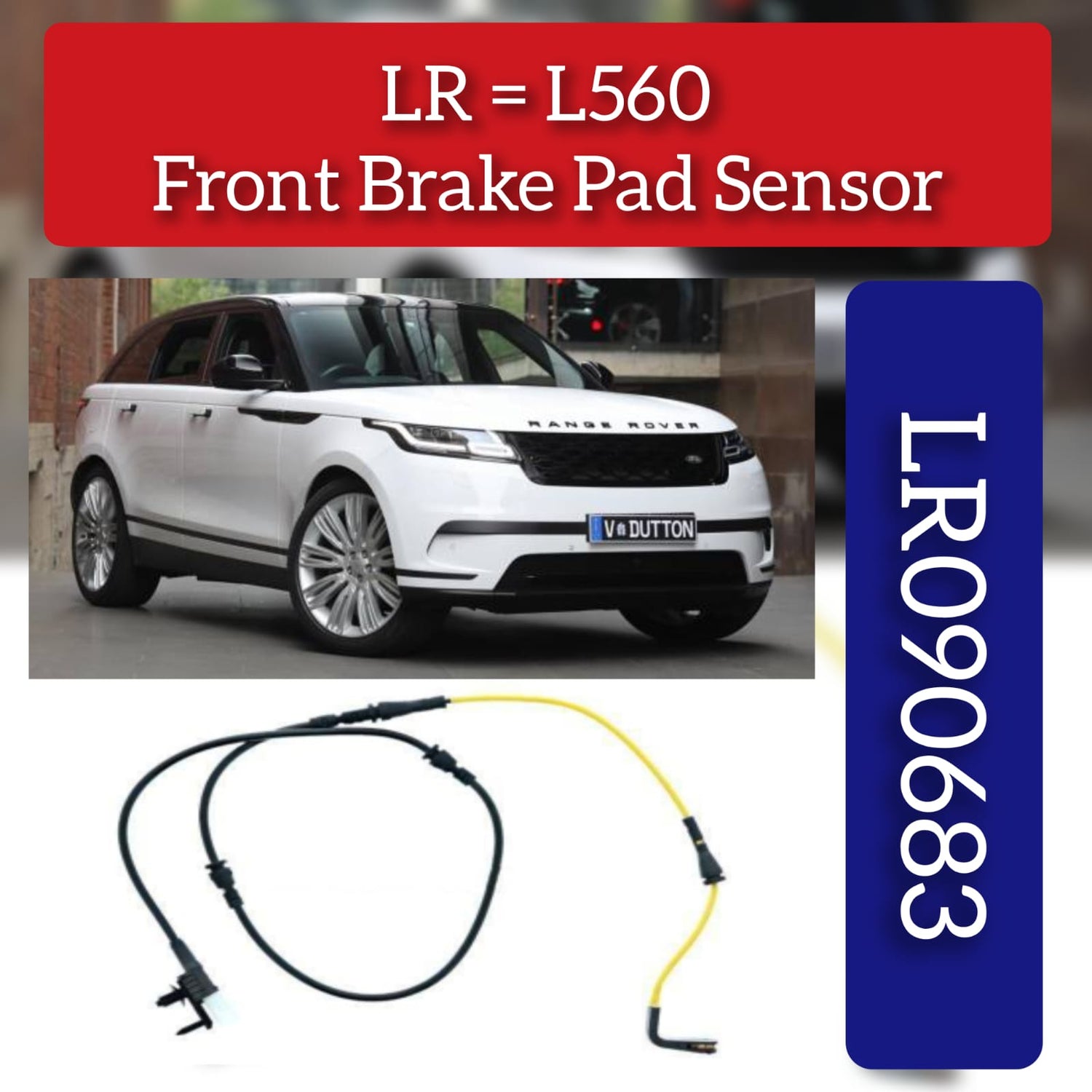 Front Brake Pad Sensor LR090683 & T4A12867 & T4A13370 T4A3467 Compatible With JAGUAR F-PACE (X761) & LAND ROVER RANGE ROVER VELAR (L560)