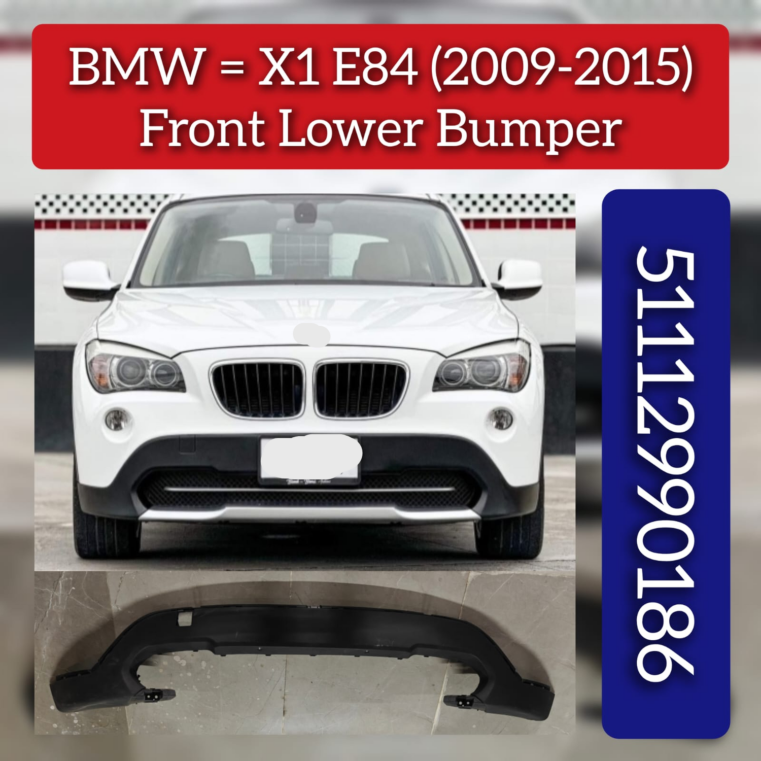 Center Bumper Panel 51112990186 Compatible With BMW X1 (E84) (2009-2015)
