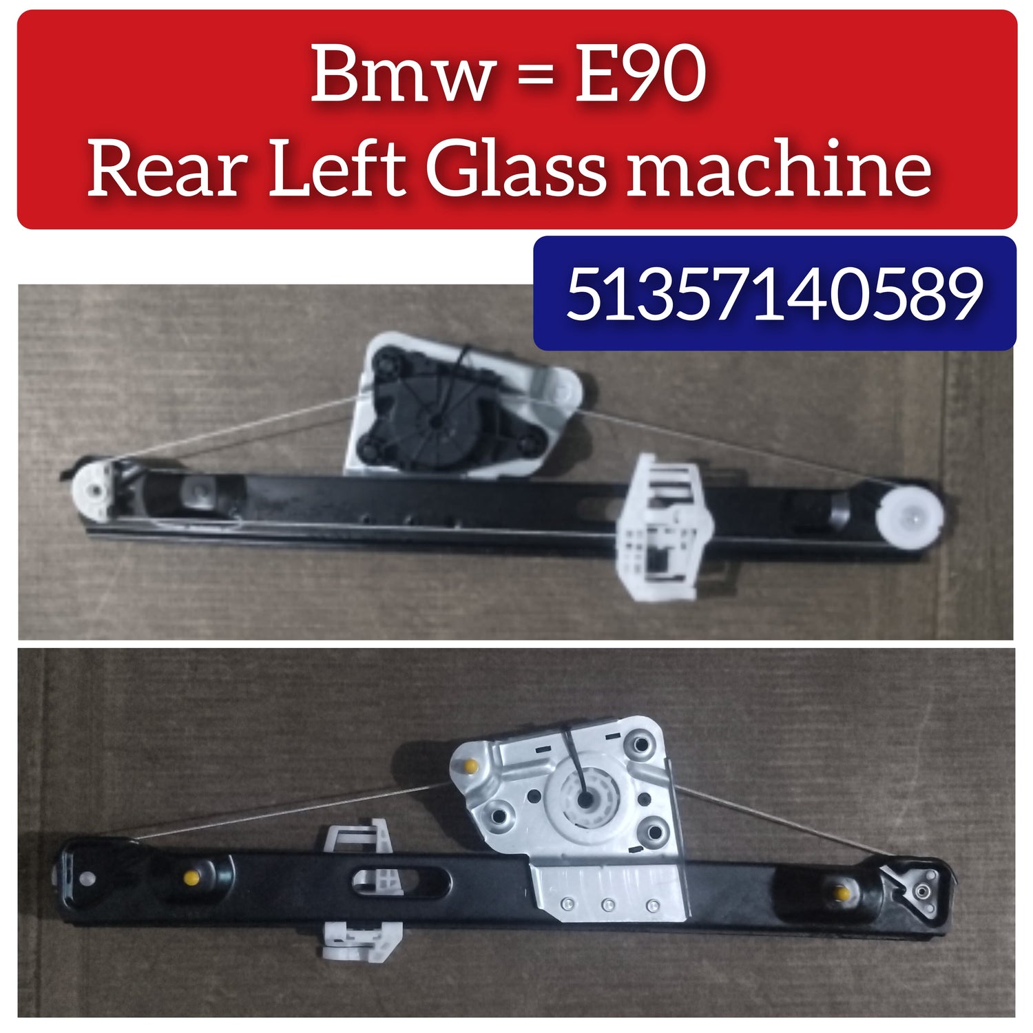 Rear Left Power Window Regulator 51357140589 Compatible with BMW 3 Series (E90)