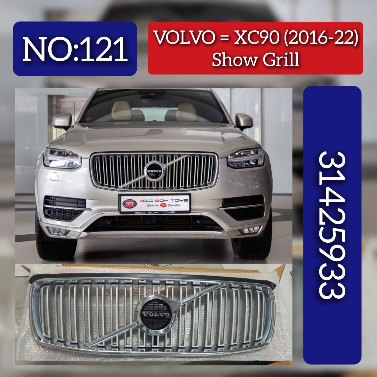 Front Bumper Show Grill 31425933 Compatible With VOLVO XC90 I (275)  Tag No.121