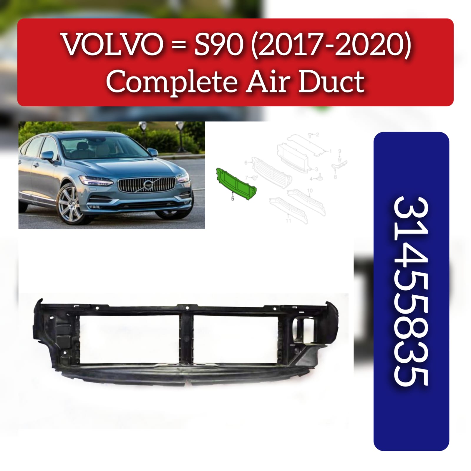 Air Duct 31455835 Compatible With VOLVO - S90