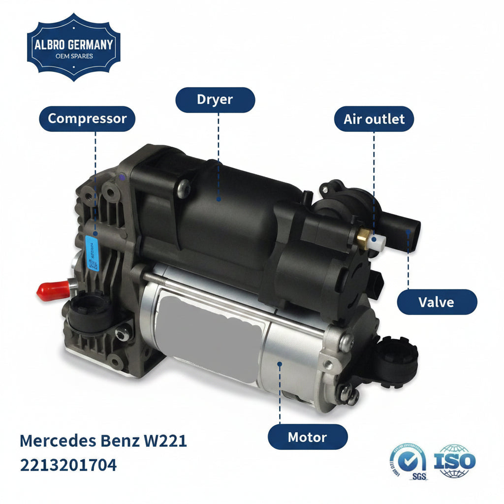 Air Suspension Compressor Pump 2213201604 2213200904 2213200304 2213200704 2213201704 Compatible With MERCEDES-BENZ S-CLASS W221, V221