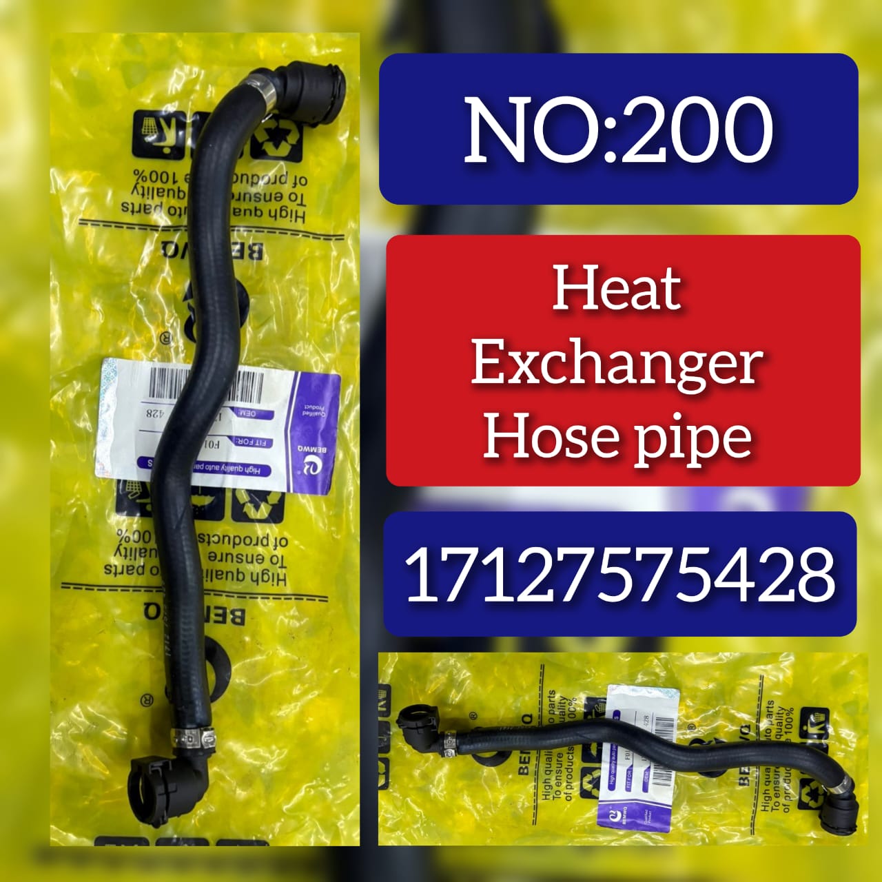 Heat Exchanger Hose Pipe 17127575428 Compatible With BMW 7 (F01, F02, F03, F04) Tag No.200