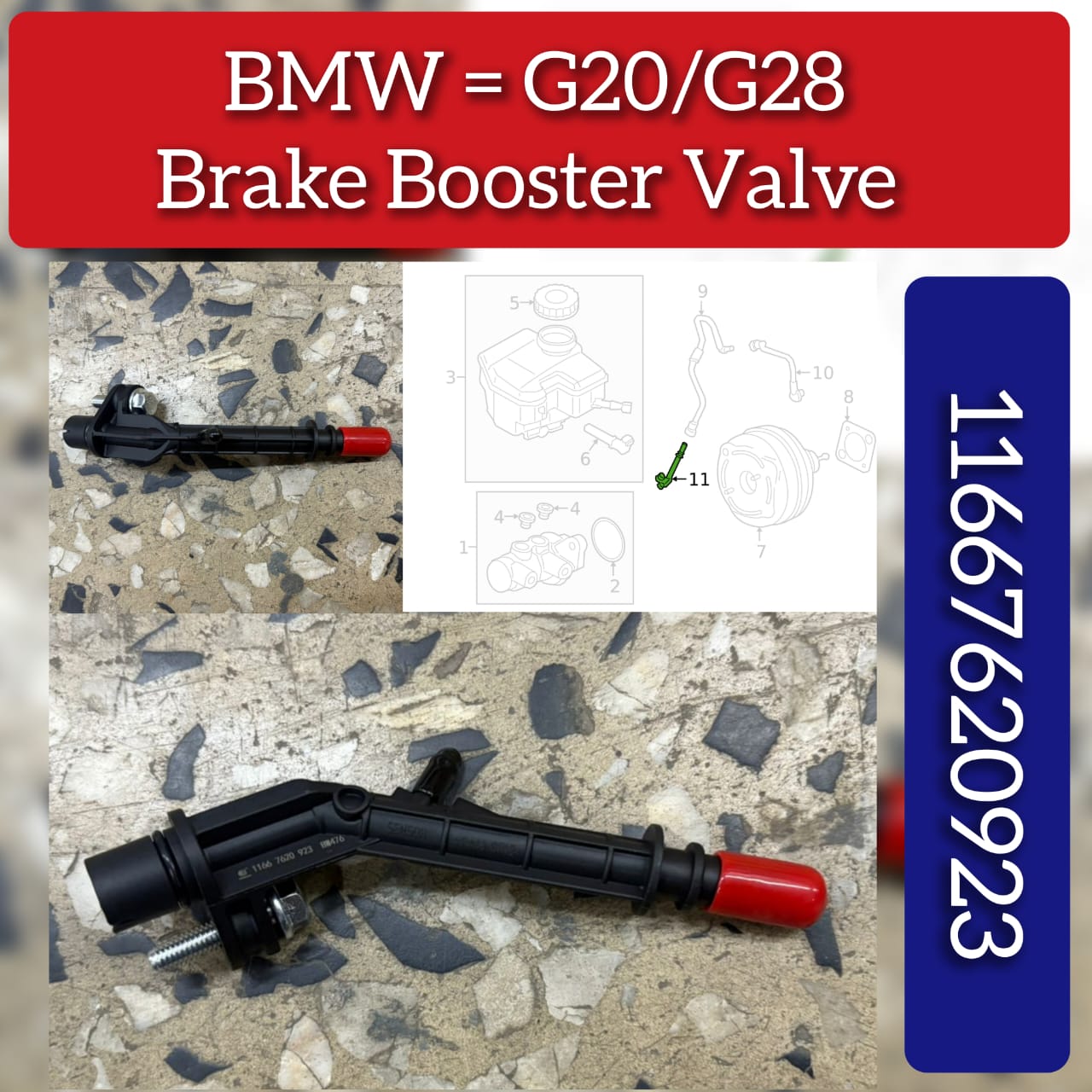Brake Booster Valve 11667620923 Compatible With MW  3 Series G20
