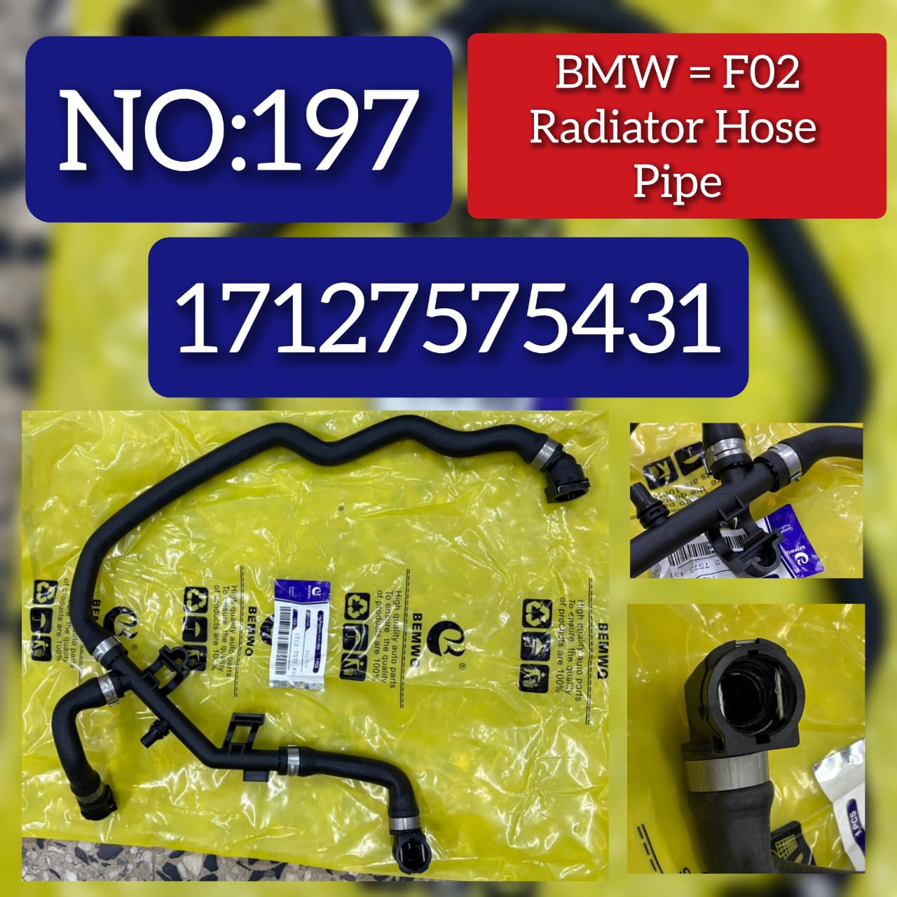 Radiator Hose 17127575431 Compatible With BMW  7 SERIES F02 Tag No.197