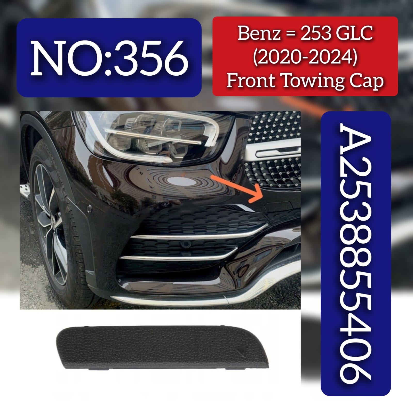 Front Towing Cap A2538855406 Compatible With Mercedes Benz  GLC X253 2016-2020 Tag No.356