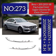 Fog Lamp Cover Upper (Only Chrome) Left 2058850374 & Right 2058850474 Compatible With Mercedes Benz W205 (2015-2018) Tag No.273