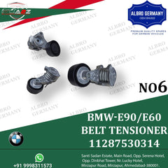 Belt Tensioner With Pulley 11287530314 11287535860 11288624196 Compatible with BMW 3 Series (E90) & 5 Series (E60) & 7 Series (E65, E66, E67) & X1 (E84) & X5 (E70) & X3 (E83)  Tag no: 6