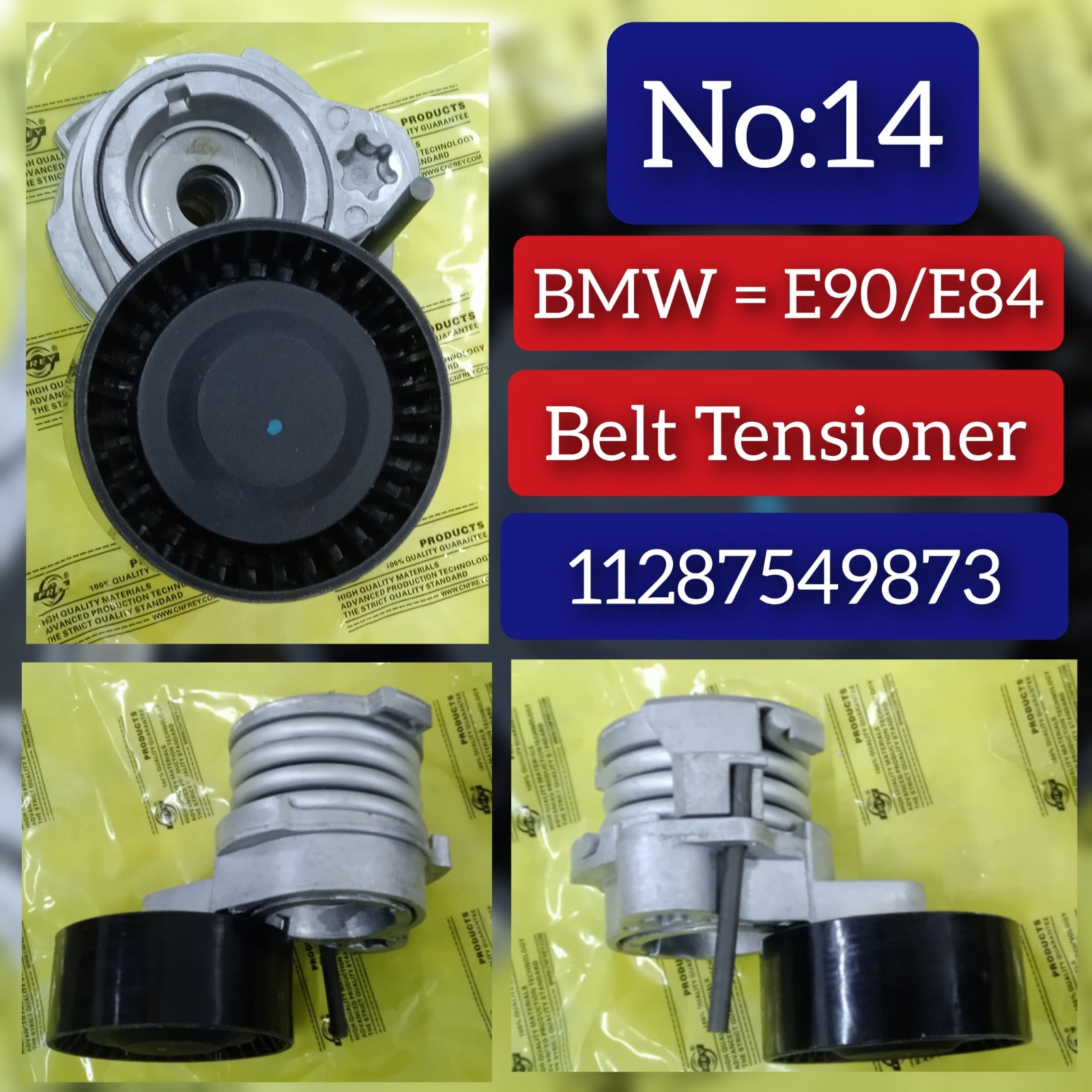 Belt Tensioner With Pulley 11287549873 V204194 Compatible with BMW 3 Series (E90) & 3 Series (F30, F80) & 3 Gran Turismo (F34) &  5 Series (F10) & 7 Series (F01, F02, F03, F04) &X1 (E84) & X3 (F25) & X5 (F15, F85) Tag no : 14
