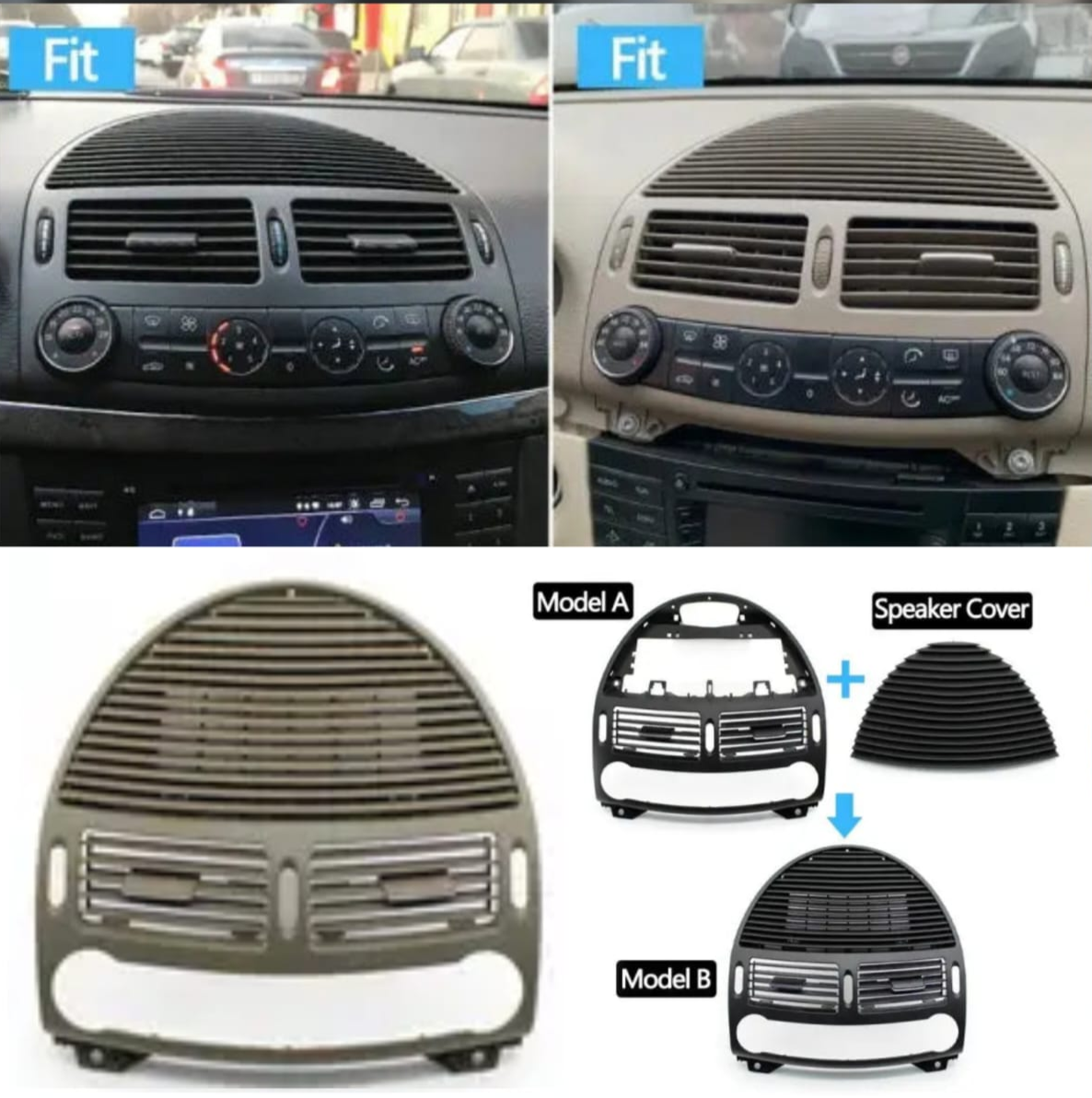 Center Ac Vent Grille (Black) 2118300054 Compatible With Mercedes Benz E-Class W211