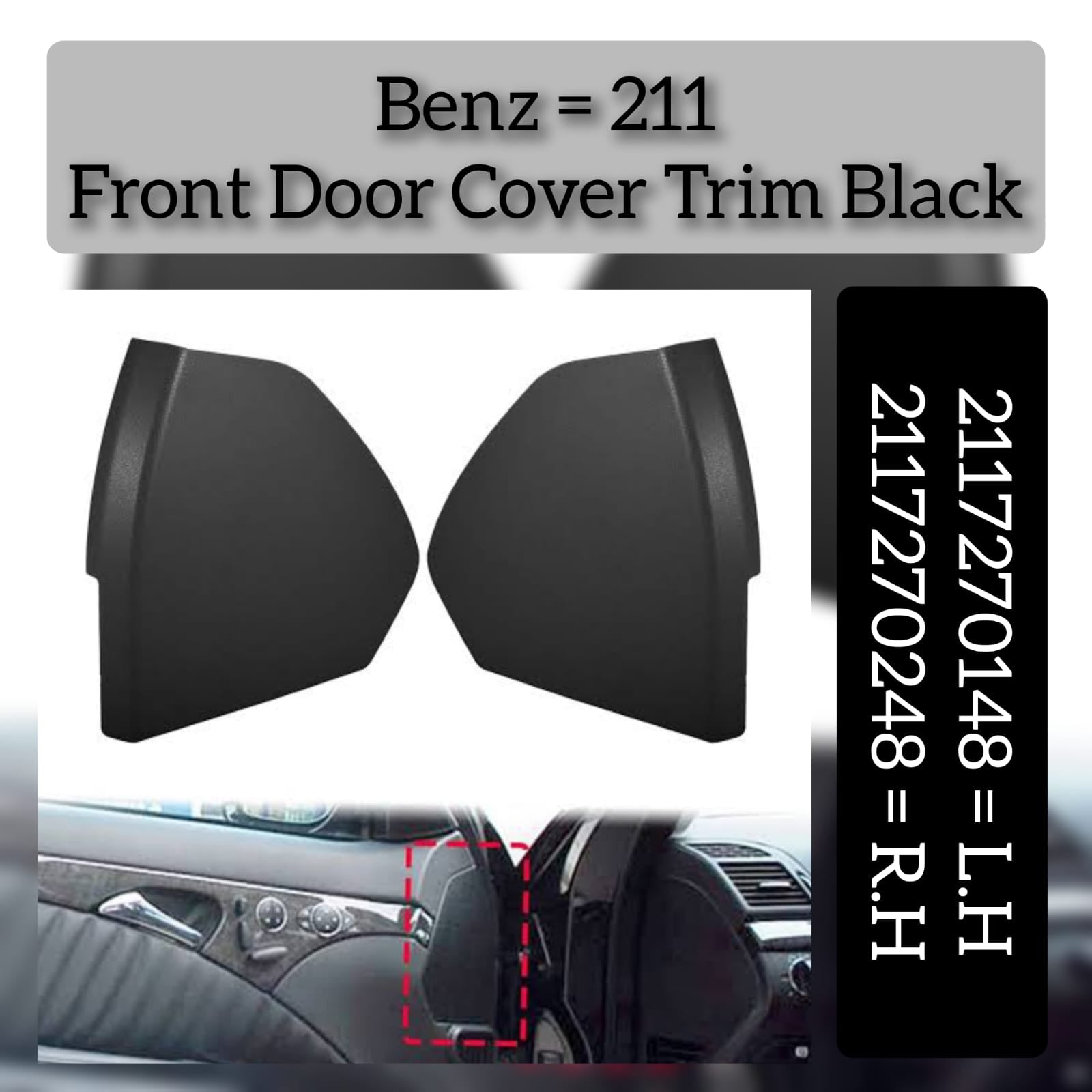 Front Door Trim Panel Cover Set Left 2117270148 Right 2117270248 Compatible With Mercedes & Mercedes Benz E CLASS W211 2002-2009