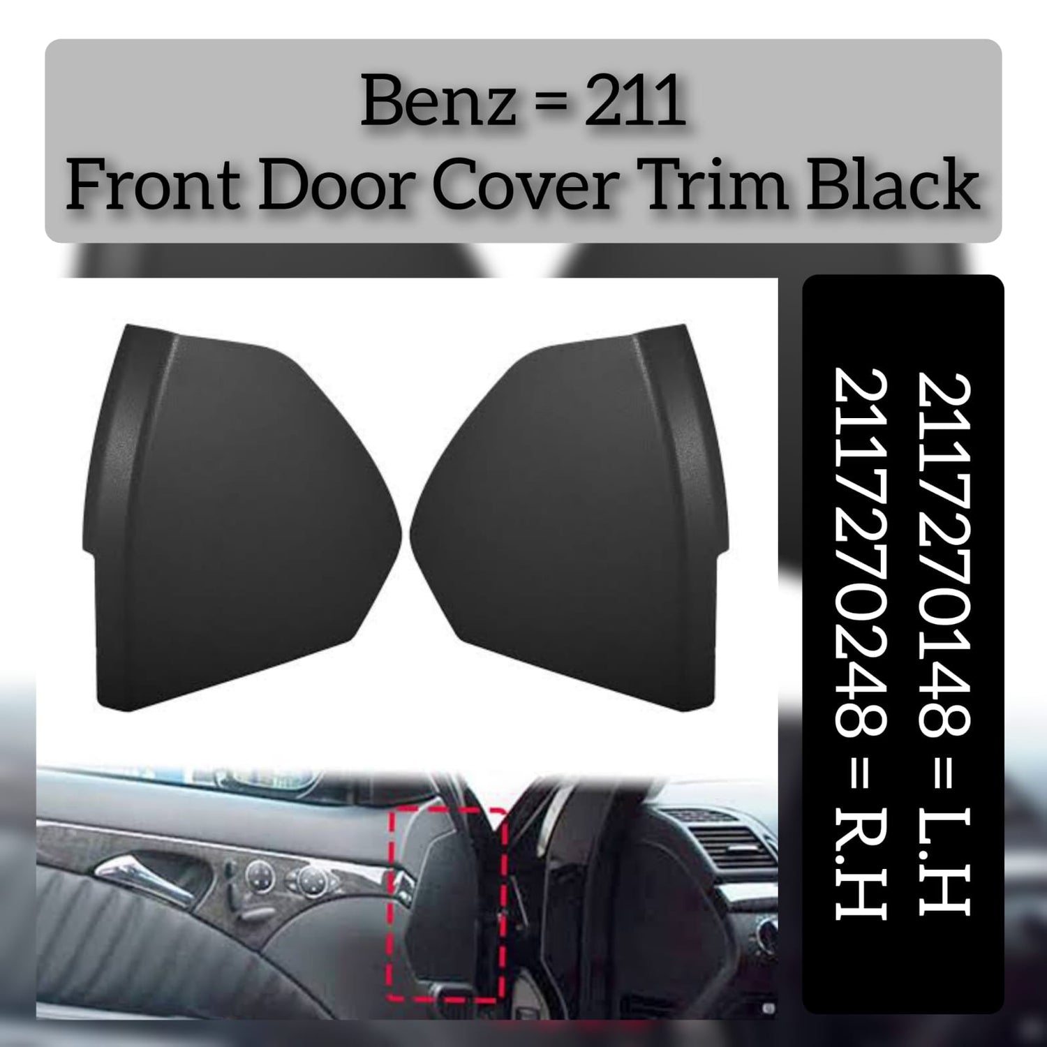 Front Door Trim Panel Cover Set Left 2117270148 Right 2117270248 Compatible With Mercedes & Mercedes Benz E CLASS W211 2002-2009