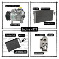 Air Conditioning Evaporator (Cooling Coil) 64119262433 Compatible with BMW X3 F25 & F26 X3 Tag No.104