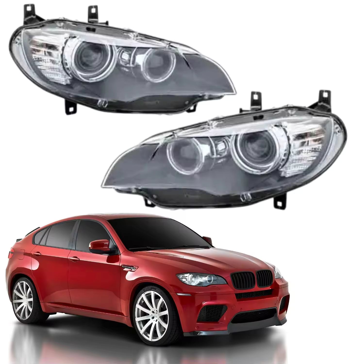 Complete Headlight Set Left 63117287009 & Right 63117287010 Compatible With BMW E71