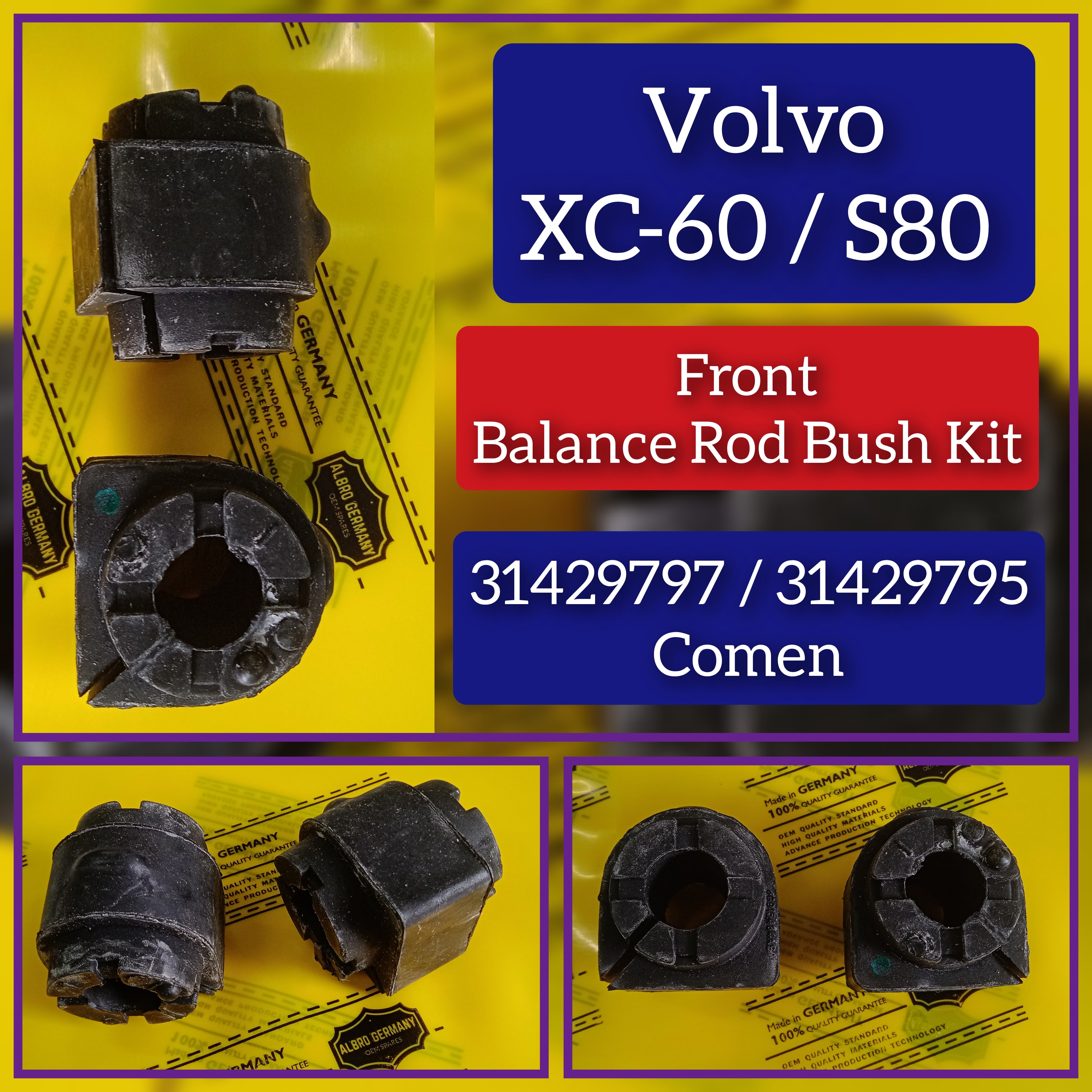 Front Stabilizer Sway Bar Bushing Kit 31429797 31429795 Compatible With VOLVO S60 II (134) & XC60 I SUV (156)