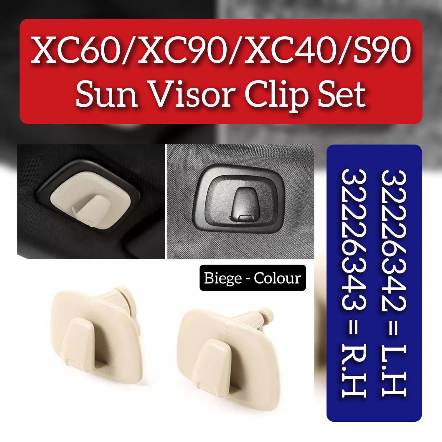 Roof Hooks Left 32226342 Right 32226343 Compatible with Volvo XC90 V90 XC40 XC60